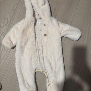 Zara Soft Cream Hooded Kids Footie